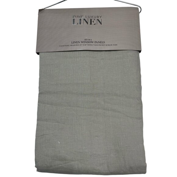 Pure Luxury Drapes Curtains Beige Natural Flax Linen Lined‎ Set Of 2 Panel 50x96 - Picture 3 of 12